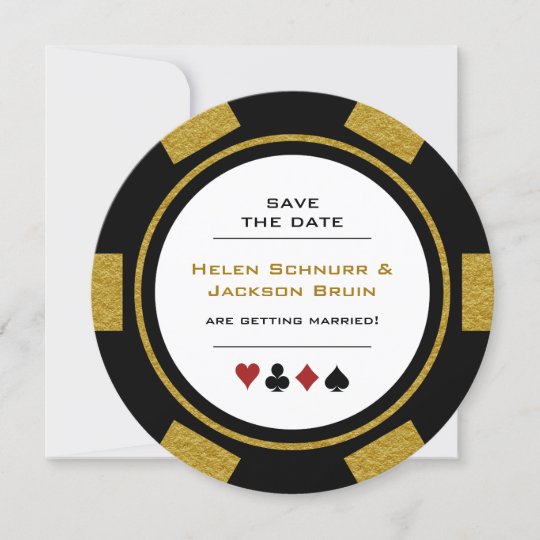 Vegas Poker Chip Black Gold Wedding Save The Date | Zazzle.co.nz