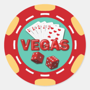 VEGAS POKER CHIP CLASSIC ROUND STICKER