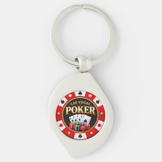 Vegas Poker Chip Dice Keychain (Front)