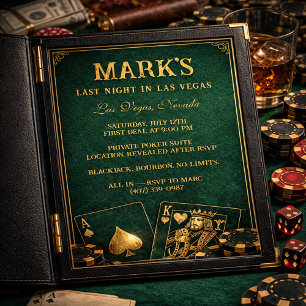 Vegas Poker Night Bachelor Party Invitation