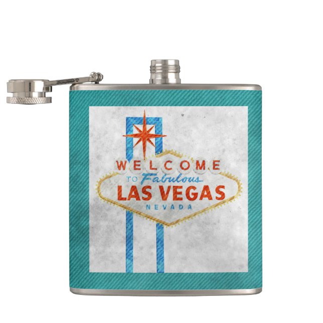 vegas sign grunge hip flask (Opened)