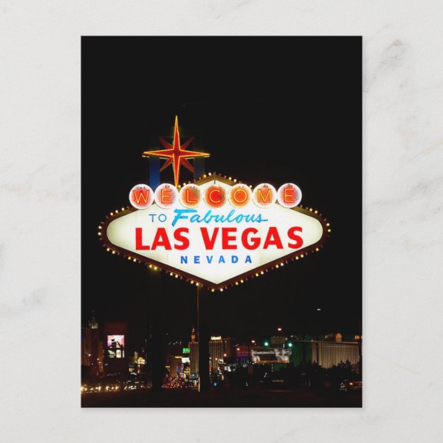 Vegas Sign Lit Up Postcard (Front)