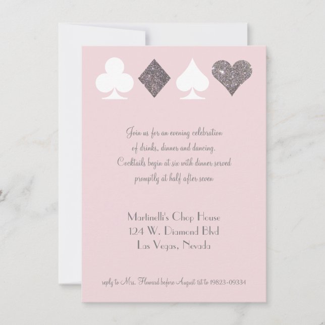 Vegas Wedding Celebration Pink Silver Faux Glitter Invitation (Front)