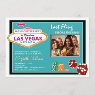 Vegas Weekend Bachelorette Party Invitation (aqua)