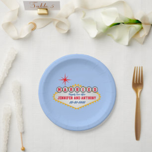 Vegas Welcome Sign Style Personalise Paper Plate