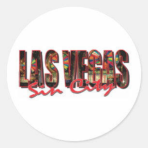 VEGAS-WORD-and-Sin-City Classic Round Sticker