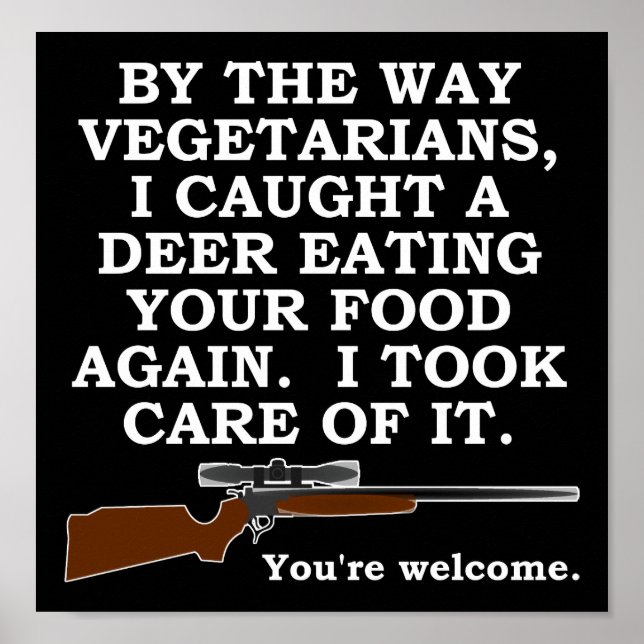 Vegatarian Favour Funny Hunting Poster blk (Front)