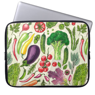 Vegetable and herbs garden harvest on off white laptop sleeve