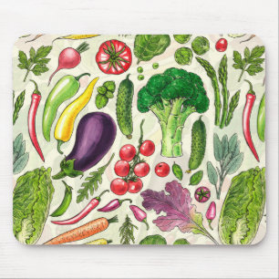 Vegetable and herbs garden harvest on off white mouse pad