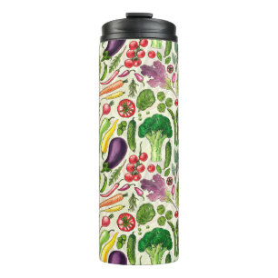 Vegetable and herbs garden harvest on off white thermal tumbler