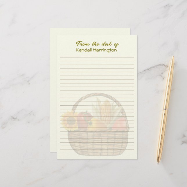 Vegetable Basket Personalised Lined Stationery (Front/Back In Situ)