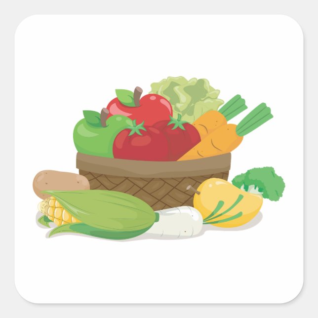 Vegetable Basket Square Sticker (Front)