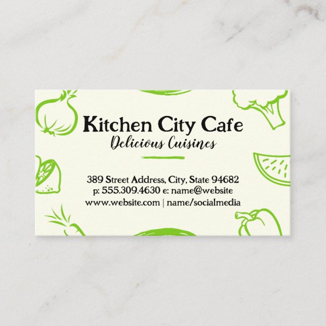 Vegetable Drawings | Culinary Business Card (Front)