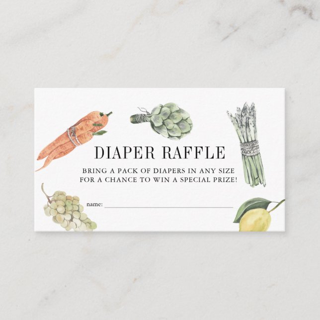Vegetable Farmers Market Diaper Raffle Ticket Enclosure Card (Front)