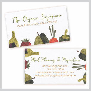 Vegetable fruit farmers market chef cooking class business card