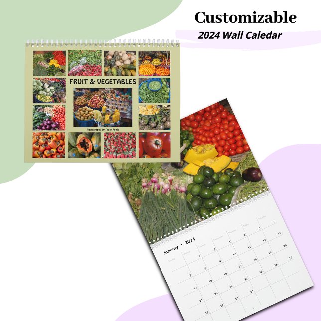 Vegetable Fruit Food Wall Calendar 2024 (2024 Vegetable Fruit Wall Calendar for Vegans or Vegetarians)