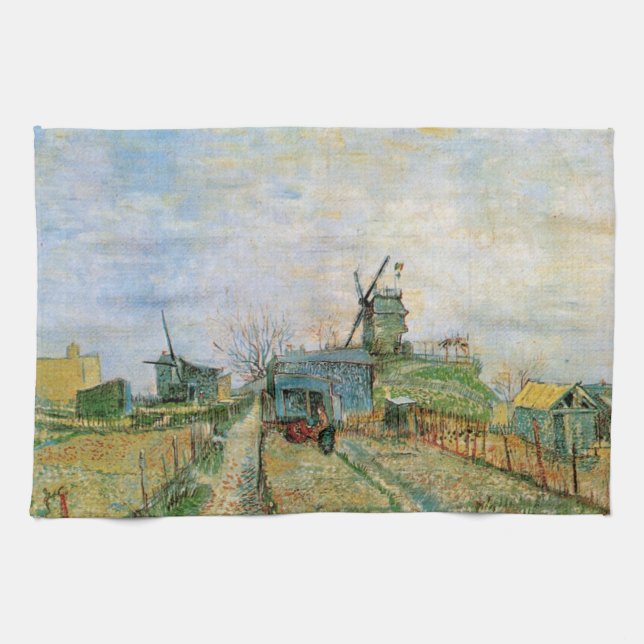 Vegetable Garden in Montmartre by Vincent van Gogh Tea Towel (Horizontal)