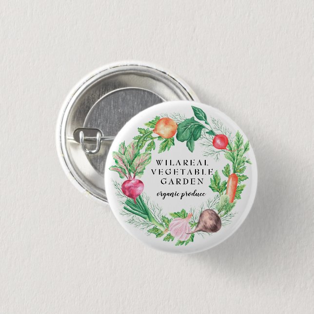 Vegetable Garden Organic Farm Monogram 3 Cm Round Badge (Front & Back)