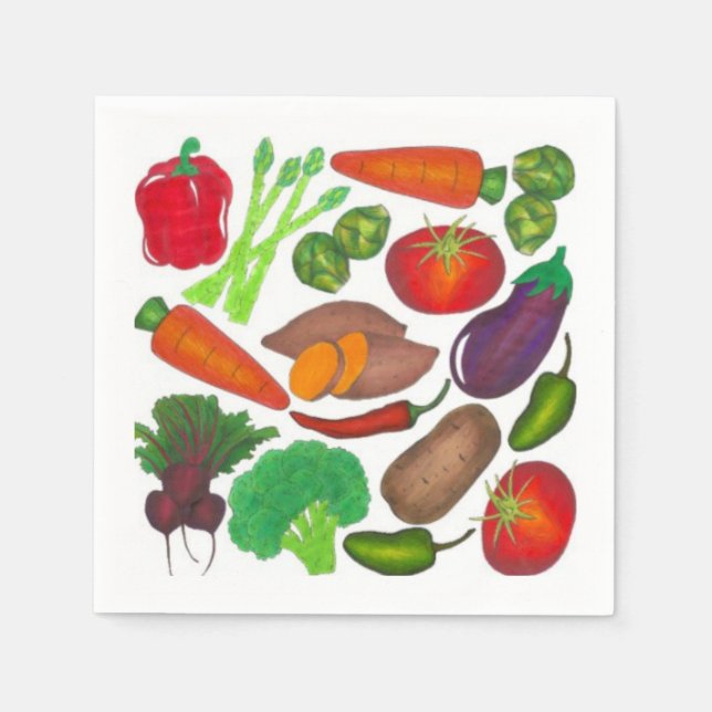 Vegetable Garden Produce Greenmarket Veggies Napkin (Front)