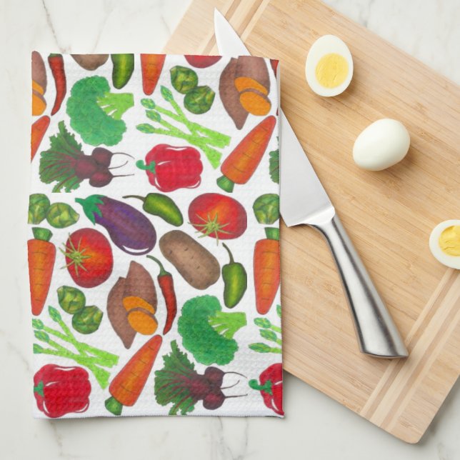 Vegetable Garden Produce Greenmarket Veggies Tea Towel (Quarter Fold)