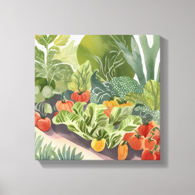Vegetable Garden | Watercolor Painting Canvas Print (Front)