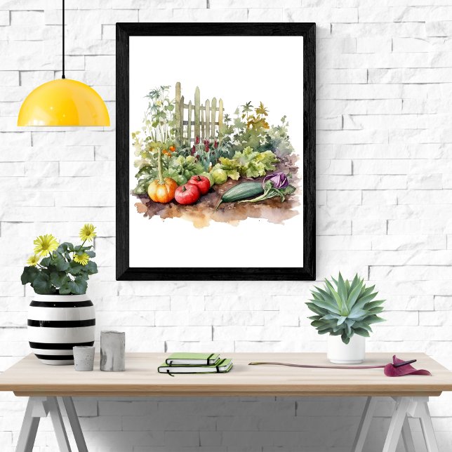 Vegetable Garden Watercolor Print Wall Art Poster (Vegetable Garden Watercolor Print Poster Wall Art)
