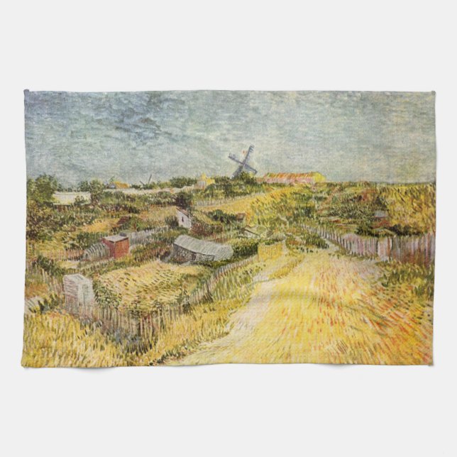 Vegetable Gardens, Montmartre by Vincent van Gogh Tea Towel (Horizontal)
