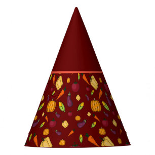 Vegetable harvest thanksgiving red pattern  party hat