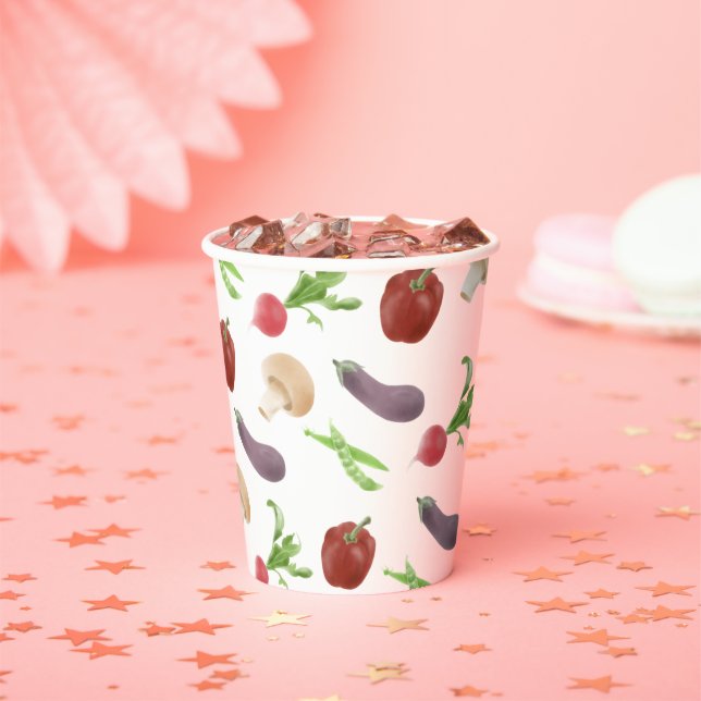 Vegetable Illustration Pattern Paper Cups (Insitu)
