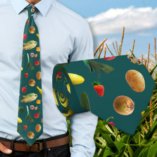 Vegetable Pattern Farmer Vegan Neck Tie