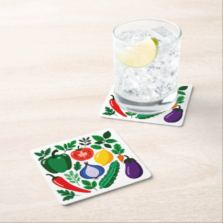 Vegetable pattern square paper coaster