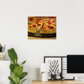 Vegetable pizza sliced on black pan on wood poster (Home Office)