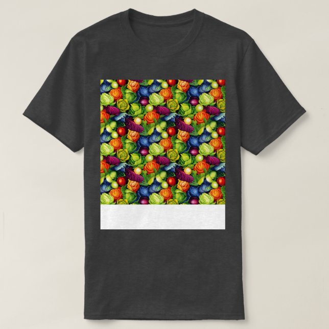 Vegetable Seamless Pattern Veggie Leafy Green Sala T-Shirt (Design Front)