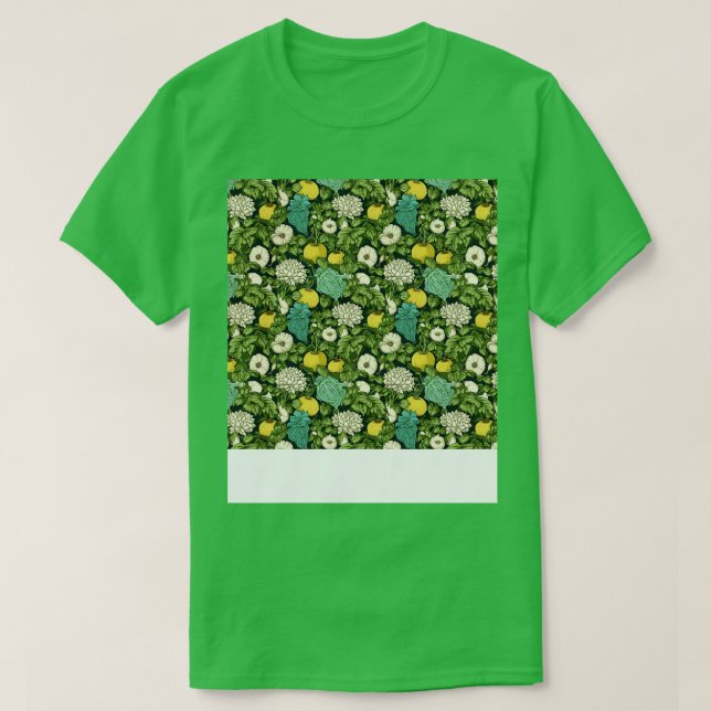Vegetable Seamless Pattern Veggie Leafy Green Sala T-Shirt (Design Front)