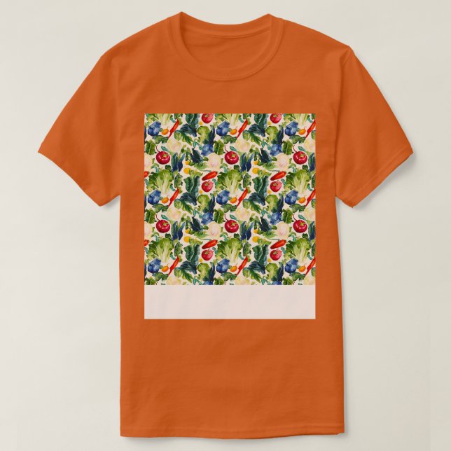 Vegetable Seamless Pattern Veggie Leafy Green Sala T-Shirt (Design Front)