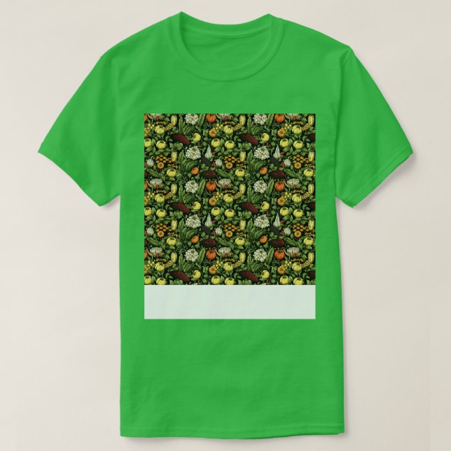 Vegetable Seamless Pattern Veggie Leafy Green Sala T-Shirt (Design Front)