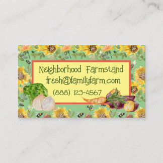 Vegetable Stand Sunflower Bee Customisable Business Card