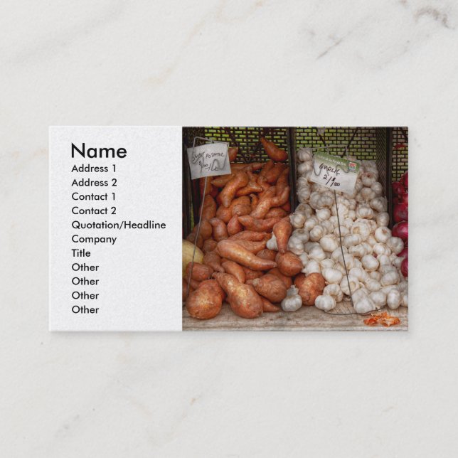Vegetable - Sweet potatoes, Garlic, and Onions Business Card (Front)