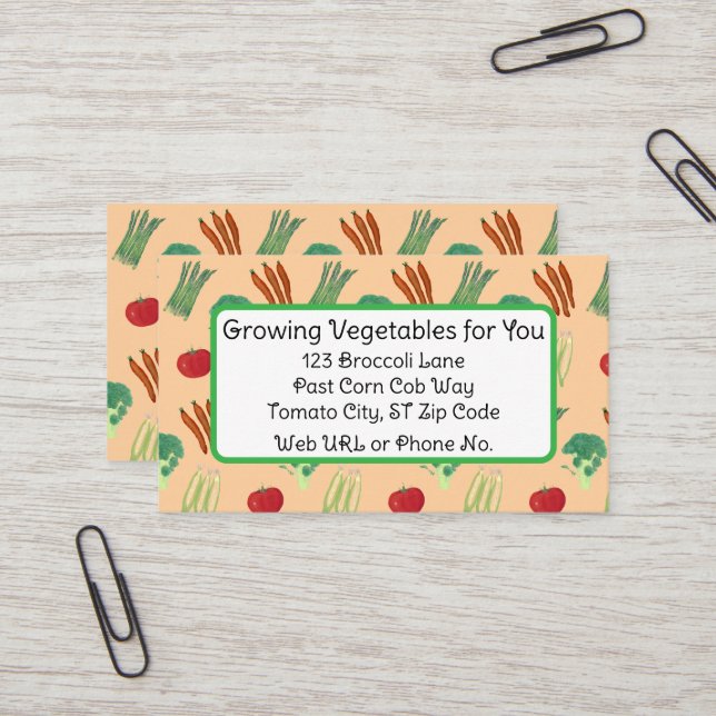 Vegetable Themed Custom Business Cards (Front/Back In Situ)