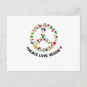 Vegetable Veggie Peace Sign Vegan Postcard