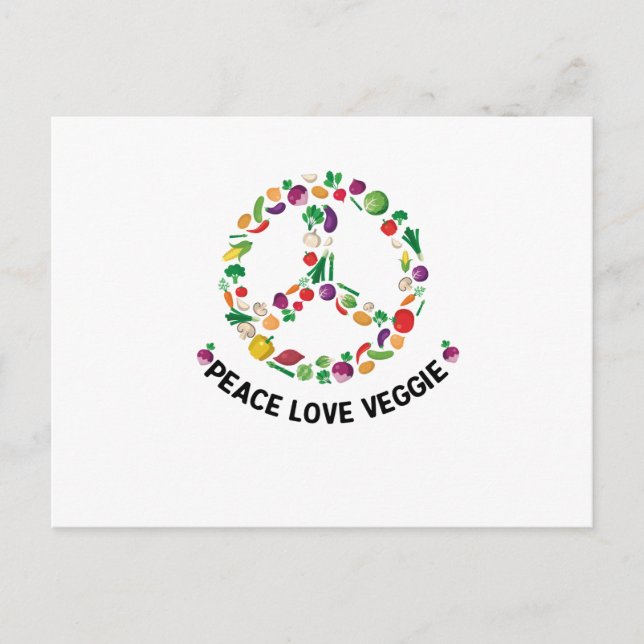 Vegetable Veggie Peace Sign  Vegan Postcard (Front)