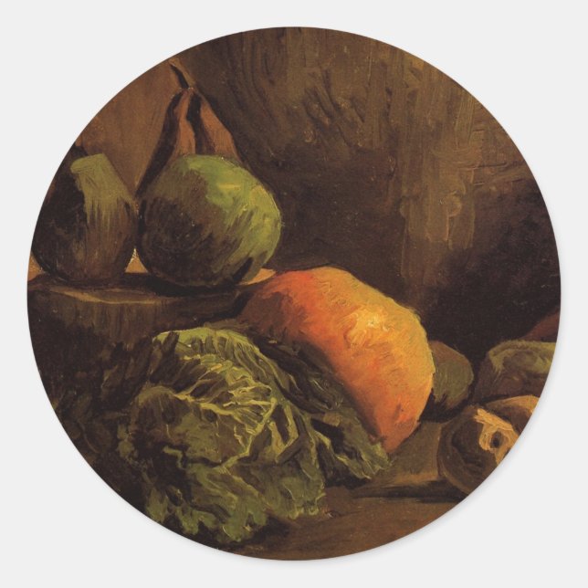 Vegetables and Fruit by Vincent van Gogh Classic Round Sticker (Front)
