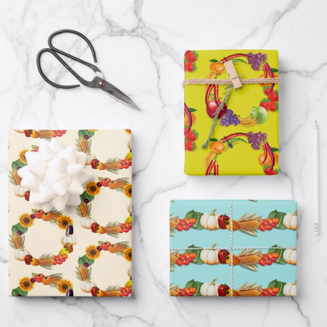 Vegetables and Fruit  Wrapping Paper Sheet (Front)