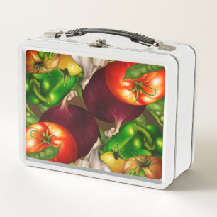 Vegetables and Herbs Organic Natural Fresh Food Metal Lunch Box