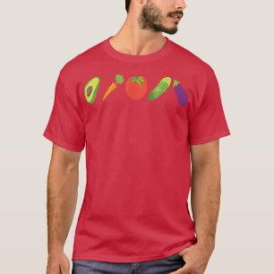 Vegetables Avocado Carrot Tomato Cucumber Eggplant T-Shirt