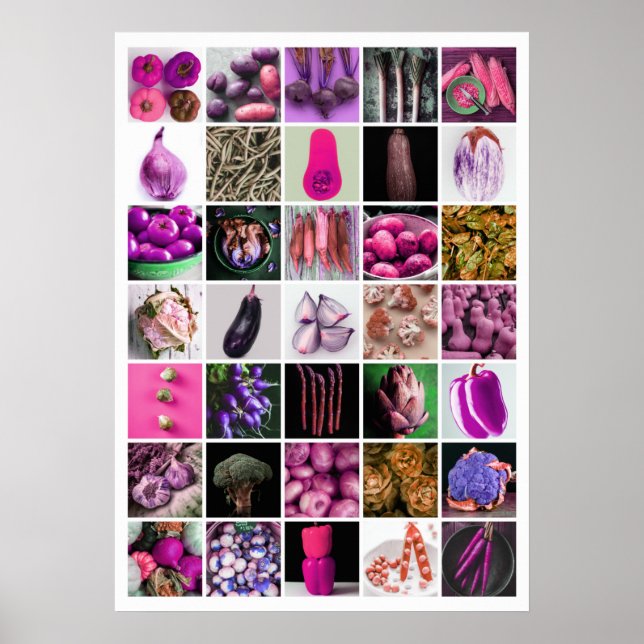 VEGETABLES Collage - Pink/Purple Poster (Front)