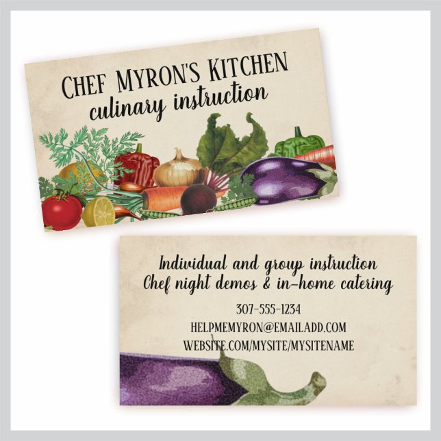 Vegetables cooking class nutrition chef catering business card (Creator Uploaded)