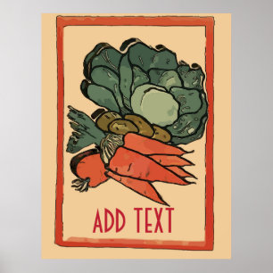 Vegetables, cooking, kitchen art,  personalise poster