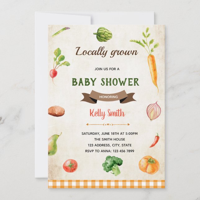 Vegetables farmer market theme invitation (Front)