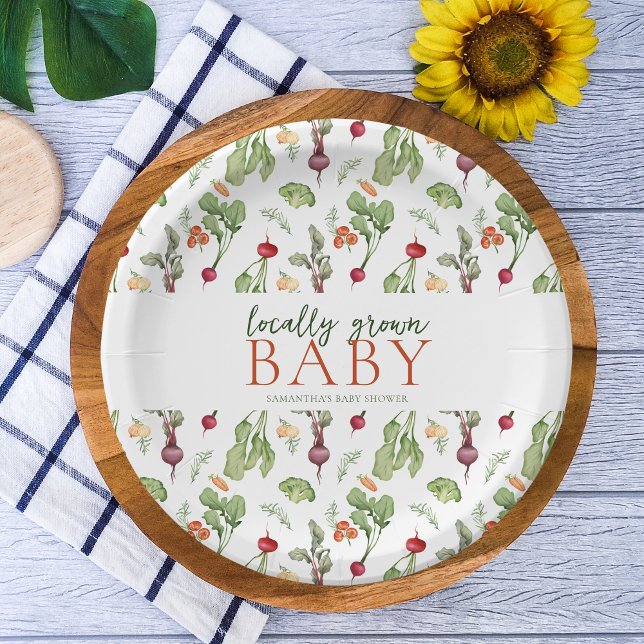Vegetables Farmers Market Locally Grown Baby Paper Plate (locally grown baby shower plate decoration )